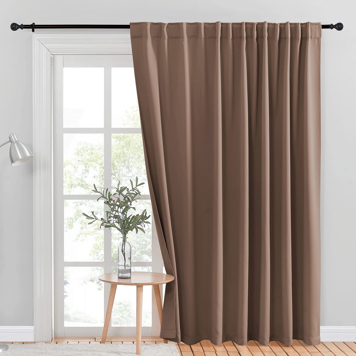 INtex CURTAINS HOUSE Blackout Blinds for Sliding Doors – Thermal Insulated Wide Curtains, Room Darkening, Blind Glass Doors, Two Hanging Options, Modern Design - Cappuccino 150 W x 230 L