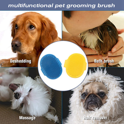 Dog Grooming Brush, Pet Shampoo Bath Brush Shower Wash Glove Soft Rubber Soothing Massager with Adjustable Strap Handle for Long Short Haired Dogs Cats Puppy Washing Grooming Cleaning Loose Fur & Dirt