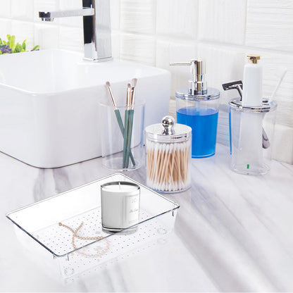 VOSSOT 6 Pieces Drawer Organiser System, Fridge Organiser Set, Stackable Storage Boxes, Clear Plastic Makeup Drawer Organiser Box, Desk Organiser Drawers