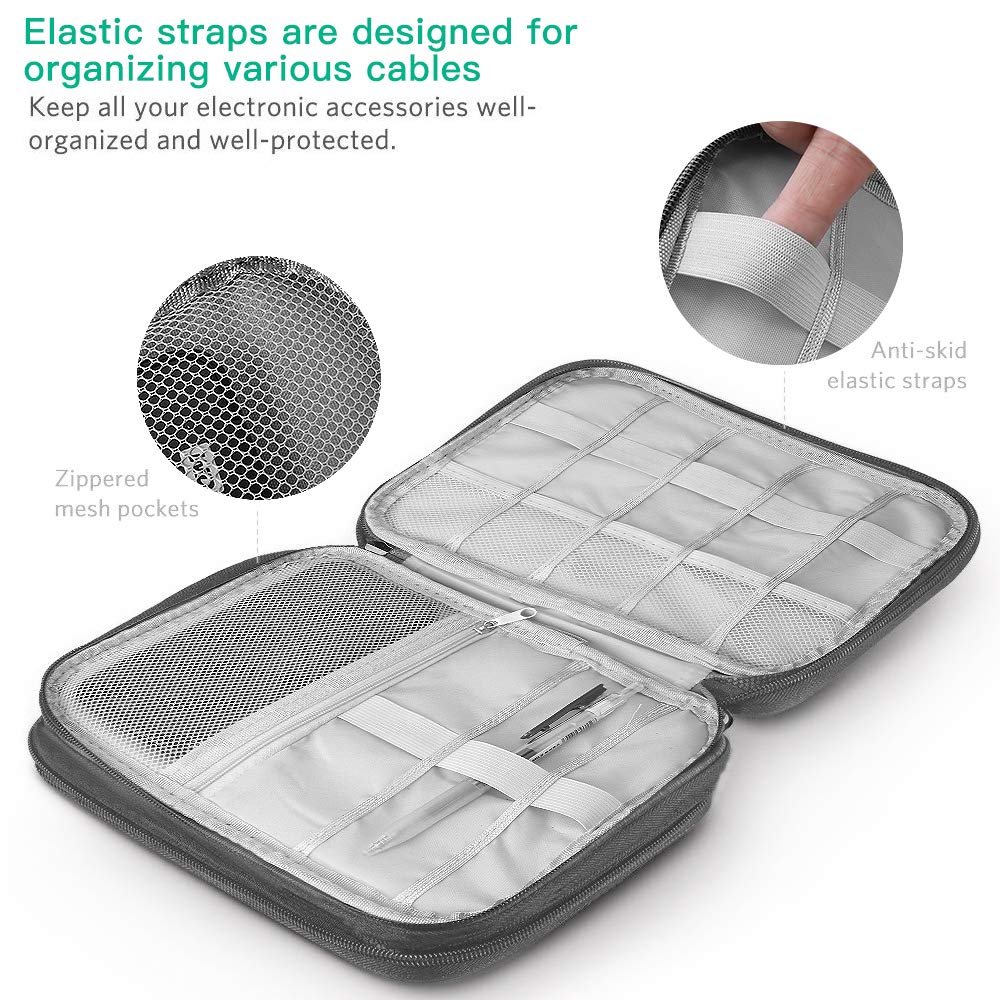 HCFGS Electronics Accessories Organizer Bag, Travel Cable Organiser Bag, Universal Carry Travel Gadget Bag for USB Cable Drive, SD Card, Charger Hard Disk (Gray)