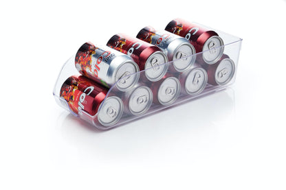 KitchenCraft Fridge Storage, Fridge Storage Organiser for Drinks, Can Storage Fridge, 34.5 x 14 x 9.5 cm (13.5" x 5.5" x 3.5") - Transparent
