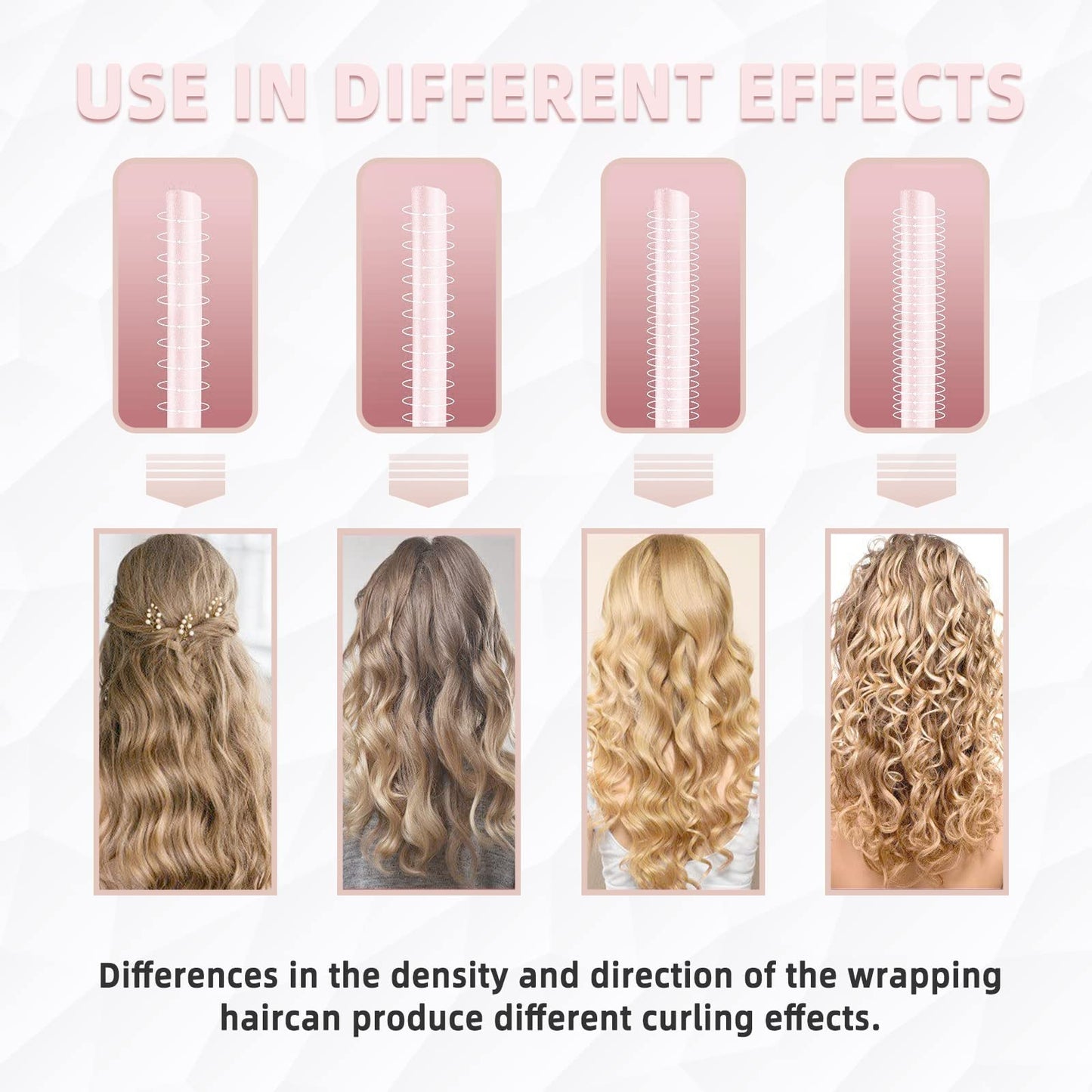 Freyry Hair Roller, Heatless Curls Headband, Premium Soft Sponge, Lazy Curler Set for Women, DIY Hair Styling Tools, Pink, One Size