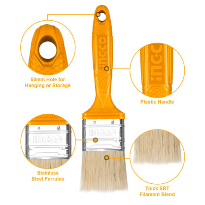 INGCO Paint Brushes, 3" Oil-Based Paint Unique Design Plastic Handle , Paint Brush, Paint Brushes, Professional Brush, Trim Paint Brush, Paintbrush, Small Paint Brush, Stain Brush