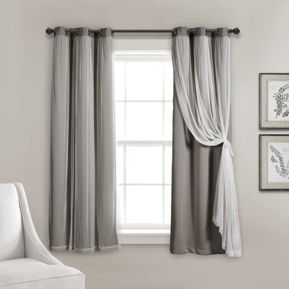 Voile Sheer Panel Pair with Insulated Blackout Room Dark,Rich steel Grommet, Set of 1 Panel