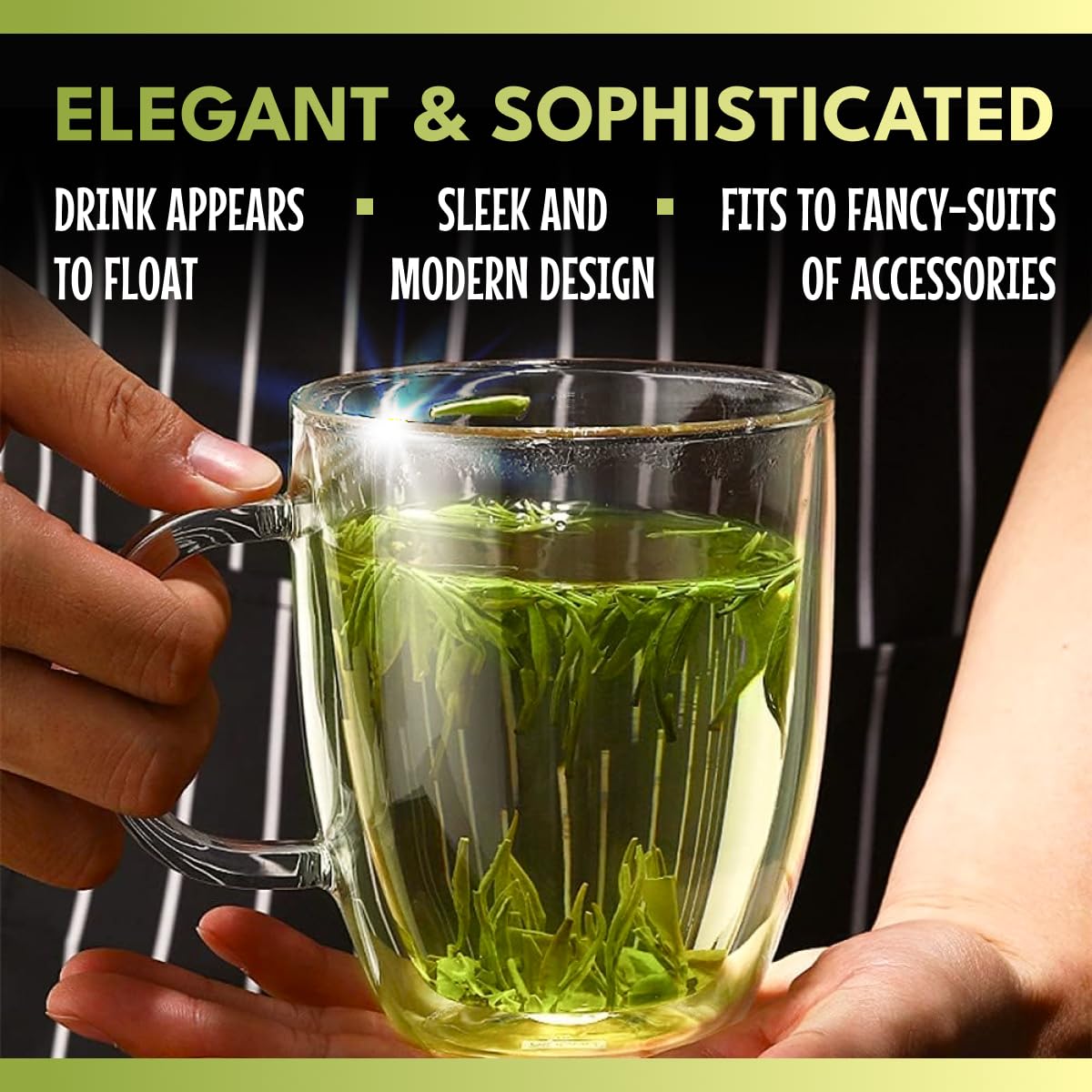 Mandorra Double Walled Glass Coffee Mugs, Double Wall Latte Mugs, set of 2 Cappuccino Cups, Clear Espresso Cups, Insulated Glass Mugs With Handle, 12 Oz,Thermos Cup