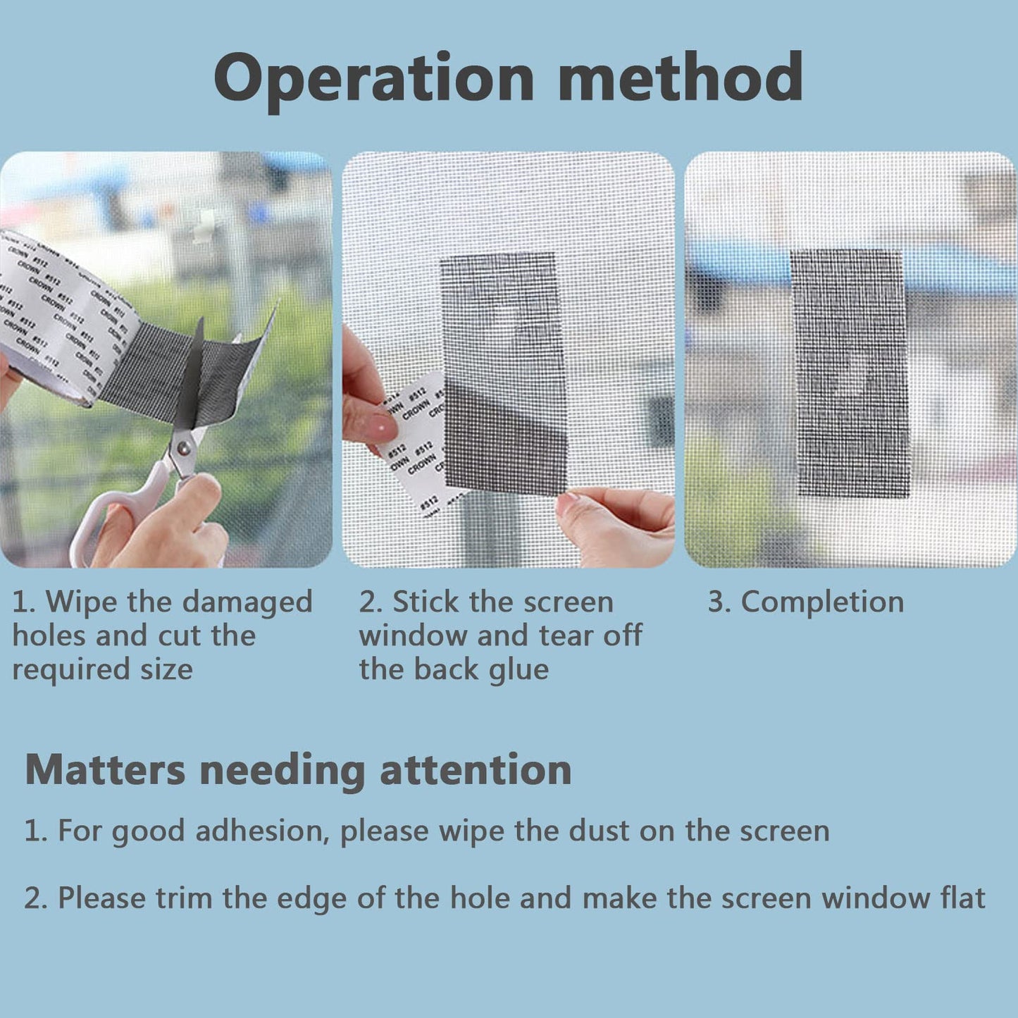 Window Screen Repair Kit Tape,Screen Repair Kit for Windows or Doors Adjustable Fiberglass Screens,Strong Adhesive Door Window Screen Repair Tape,2x80'' (2 Pack, Gray)