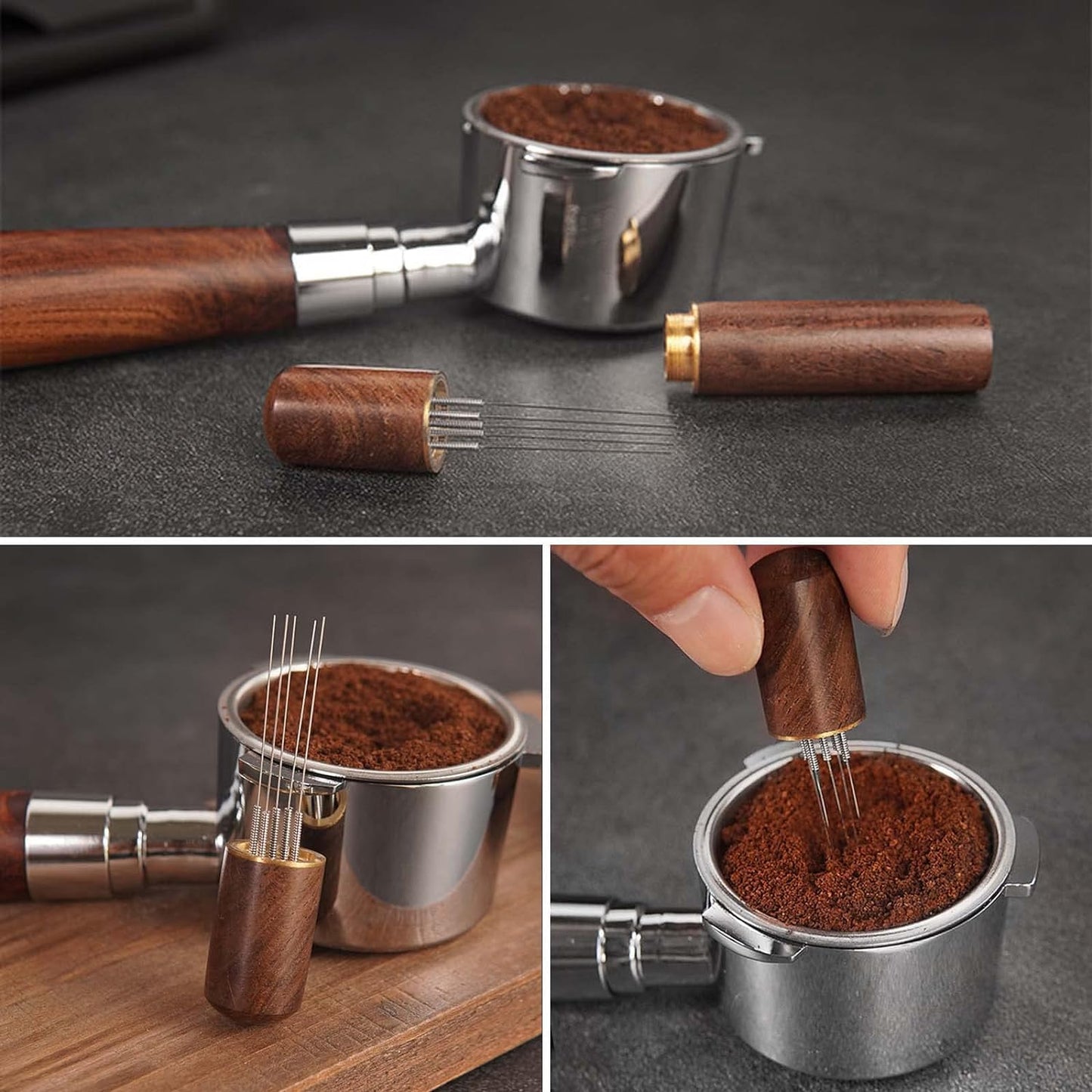 WEZCHUGHAOL Espresso Coffee Stirrer, Coffee Stirring Tool, Professional Coffee Needle, 6 Needles 0.4mm Espresso(Dark coffee color)