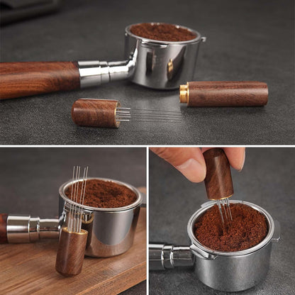 WEZCHUGHAOL Espresso Coffee Stirrer, Coffee Stirring Tool, Professional Coffee Needle, 6 Needles 0.4mm Espresso(Dark coffee color)