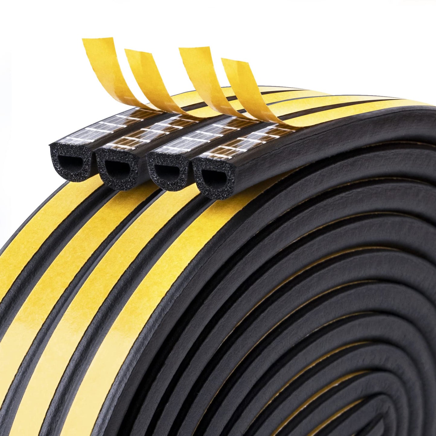 33Feet Long Weather Stripping for Door,Insulation Weatherproof Doors and Windows Seal Strip,Collision Avoidance Rubber Self-Adhesive Weatherstrip,2 Rolls(Black)