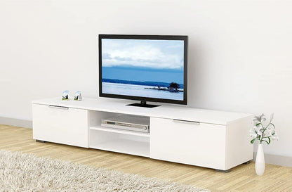 TV Unit in Clean White Finish, Large 160cm Entertainment Center Console Suitable for Big Screens and Decor, Sleek and Minimalist Design for Living Room