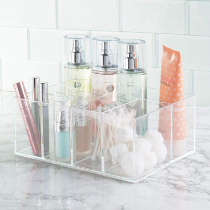 5-Compartment Bathroom Storage Organizer, Clear Plastic Countertop Organizer from The Clarity Collection for Makeup, Skincare, and Toiletries, Compact and Durable Design, Clear
