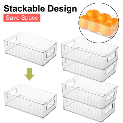 Whiteswan Refrigerator Organizer Set, Acrylic Refrigerator Bins - Stackable, Clear, Plastic, Space Saver Freezer Storage And Cabinet Organizer