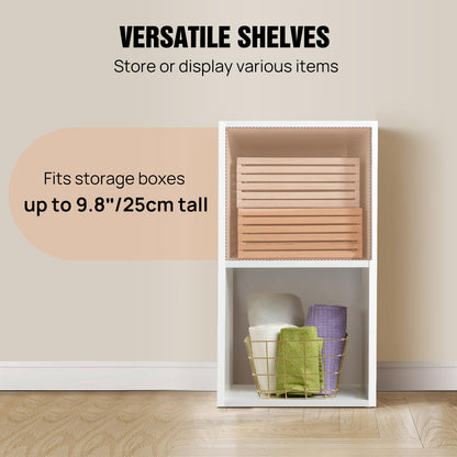 Freestanding Open Storage Shelving Unit, Cube Bookcase with Multiple Tiers, Modern Bookshelf and Display Rack Cupboard for Office or Living Room, Versatile Organizer (White, 5 Tier)