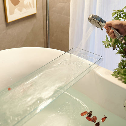 Bathtub Tray Caddy, Luxury Acrylic Bath Tub Shelf and Organizer, Clear Rack with Tablet Holder, Ideal for Holding Books, Candles, Toiletries and Spa Essentials, Clear