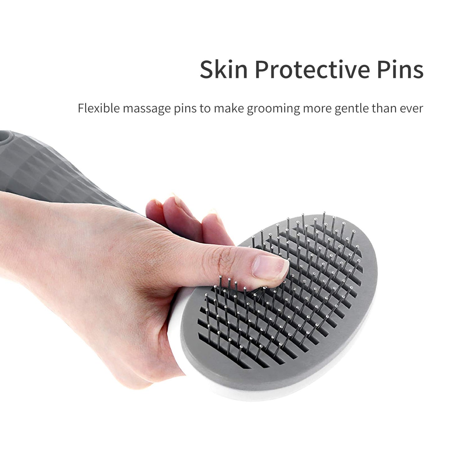 claws & tails Soft Slicker Cat Brush Dog Brush, with Self Cleaning Function, Pet Grooming Comb Gently Removes Long and Loose Undercoat Grey