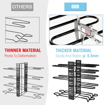 8-Tier Adjustable Rack Heavy, Pots and Pans Organizer Rack for Cabinet, Duty Under Cabinet Pot and Pan Storage, Perfect for Pots, Pans, and Lids - Easy Kitchen Organization and Storage