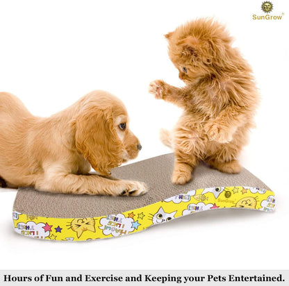 TK 2 in 1 Cat Scratcher Cardboard, Cat Scratching Pad Toy with a Curved Wave Design, Cat Scratcher Pad Lounge Sofa Bed, Suitable for Cats to Rest, Grind Claws and Play