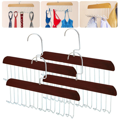 Xbaiyanr 4Pcs Anti Slip Multi Hook Coat Racks,Bra Hangers for Closet Organizer with 8 Hooks 360 °Swivel Belt Hanger for Closet for Belt, Tie, Tank Top, Bra, Scarf (Brown)