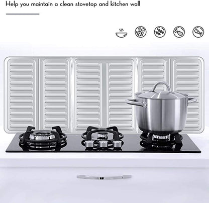 COOLBABY 2 Pcs Gas Stove Protector, 3 Sides Oil Splash Guard, Non Stick Aluminum Folding Cooking Oil Splash Guard for Cooking, Silver