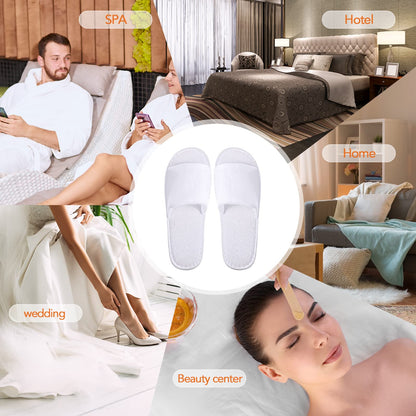 INtex HOME Disposable Open-Toe Slippers - Soft Non-Slip Toweling with EVA Sole for Women & Men Perfect for Hotels Spa Weddings and Guest Use - 2 Pairs, One Size