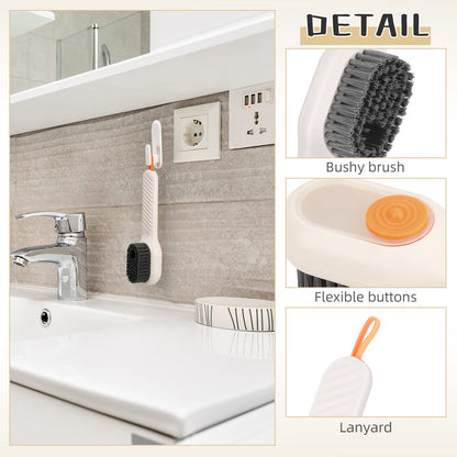 Zoomarlous Shoe brush with soft bristles, multifunctional household brush with liquid box, shoe brush with detergent dispenser, cleaning brush for shoes clothes (white)