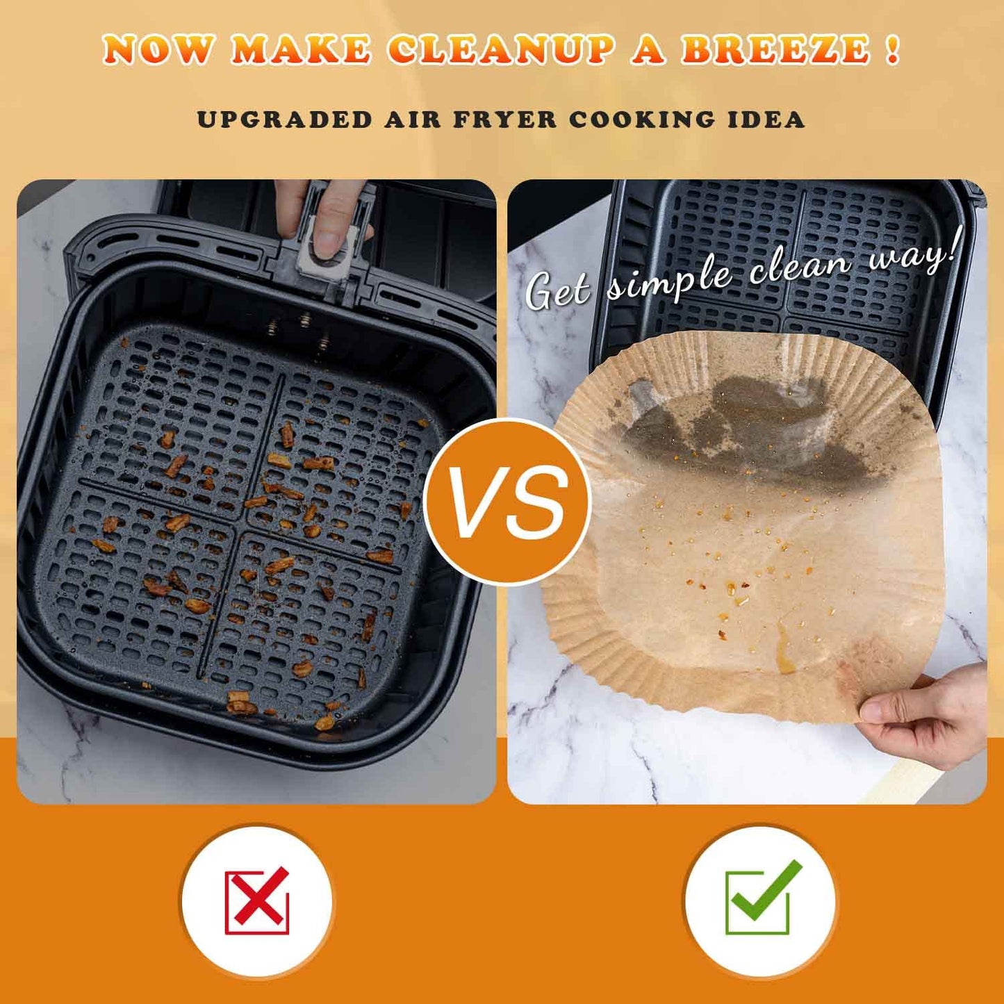 100 PCS Disposable Paper Liner for Air Fryer, Disposable Parchment Liners, Round Baking Paper-Liners for Baking Roasting Microwave (Nature)