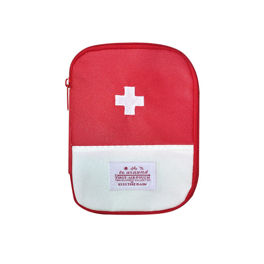WishLotus Travel Mini First Aid Pouch, Portable Mini First Aid Kit Storage Bag for Medicine Boxes Medical Kits Empty Bag for Sports Camping Hiking Outdoor Activities Emergency (Red),6.5x5.1x0.6in