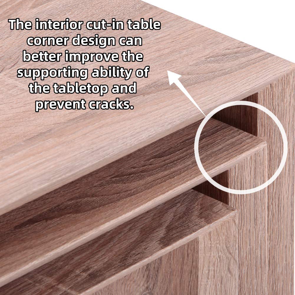 Nest of 3 Tables in Light Brown,Wood Coffee Table Set for Living Room, Multi-functionaLEnd Side Table, Stackable Space-Saving Modern Furniture, Versatile Design