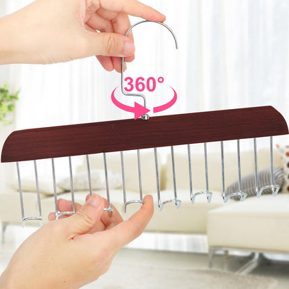 Xbaiyanr 4Pcs Anti Slip Multi Hook Coat Racks,Bra Hangers for Closet Organizer with 8 Hooks 360 °Swivel Belt Hanger for Closet for Belt, Tie, Tank Top, Bra, Scarf (Brown)