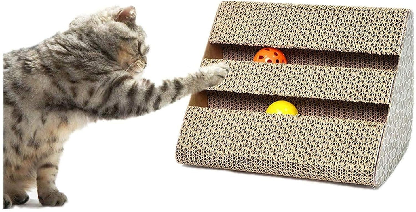 YYH Funny Corrugated Paper Pet Cat Scratch Board Toy Kitten Claw Scratching Pad Mat Scratcher Cats Training Tools With Two Bells