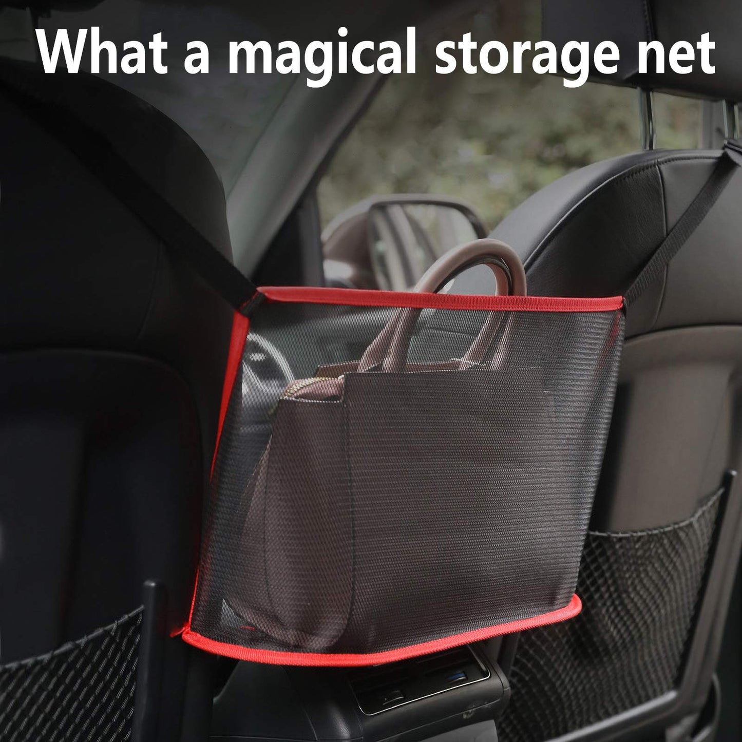 LotCow 2 Pcs Car Net Pocket Handbag Holder Organizer,Seat Back Organizer Bag,Hanging Car Seat Storage Bag,Durable Foldable Travel Storage,Replaceable Car Seat Back Bag,Barrier of Backseat Pet Kids