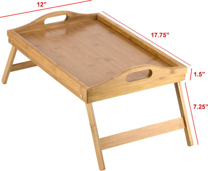 Bed Table with Folding Legs, Multifunctional Breakfast Tray, Natural and Simple Design - Bamboo