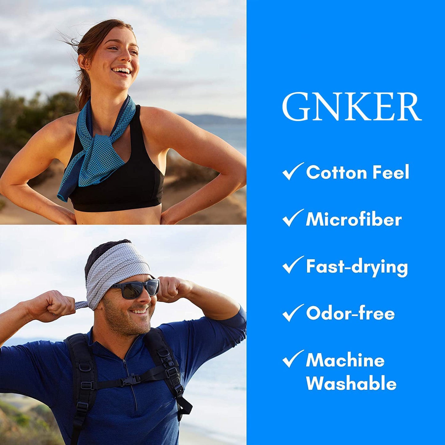 Cooling Towels 6 Pack - Lightweight Microfiber Towel for Gym, Workout, Sport & Sweat - Quick Dry Towel for Body, Neck & Face During Work, Travel, Camping, Swimming, Beach, Hot Weather for Men & Women