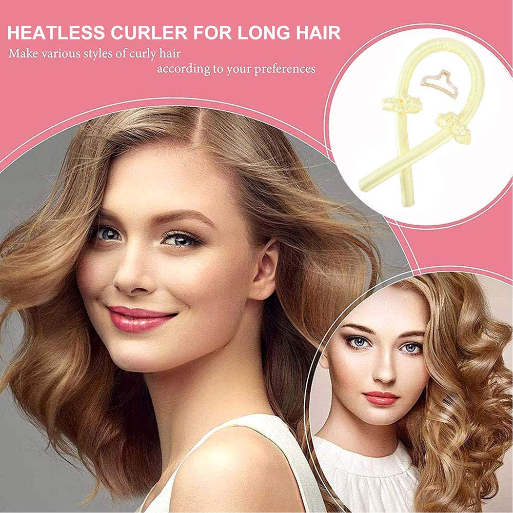 NC Heatless Curling Rod Silk Headband, No Heat Curls Hair Rollers with Ribbons Sleeping Soft Wave Formers Hair Curlers DIY Hair Styling Tools for Long Medium Hair random color