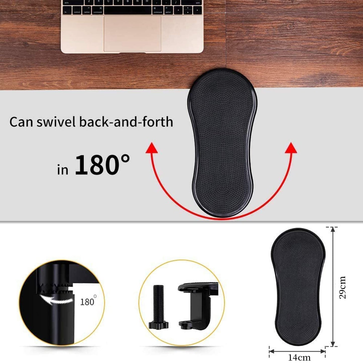 Xspring Arm Rest Support for Desk, Adjustable Wrist Rest Extender, Rotation Elbow Rest for Desk to Release Pressure and Relieve Pain Suitable for Home and Office