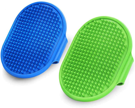Excefore Dog grooming brush, Pet Bath Comb Brush, Which Helps to Soothe Massage, Rubber Comb, Adjustable Ring Handle, Suitable for Pet Cats and Dogs (Blue and Green)