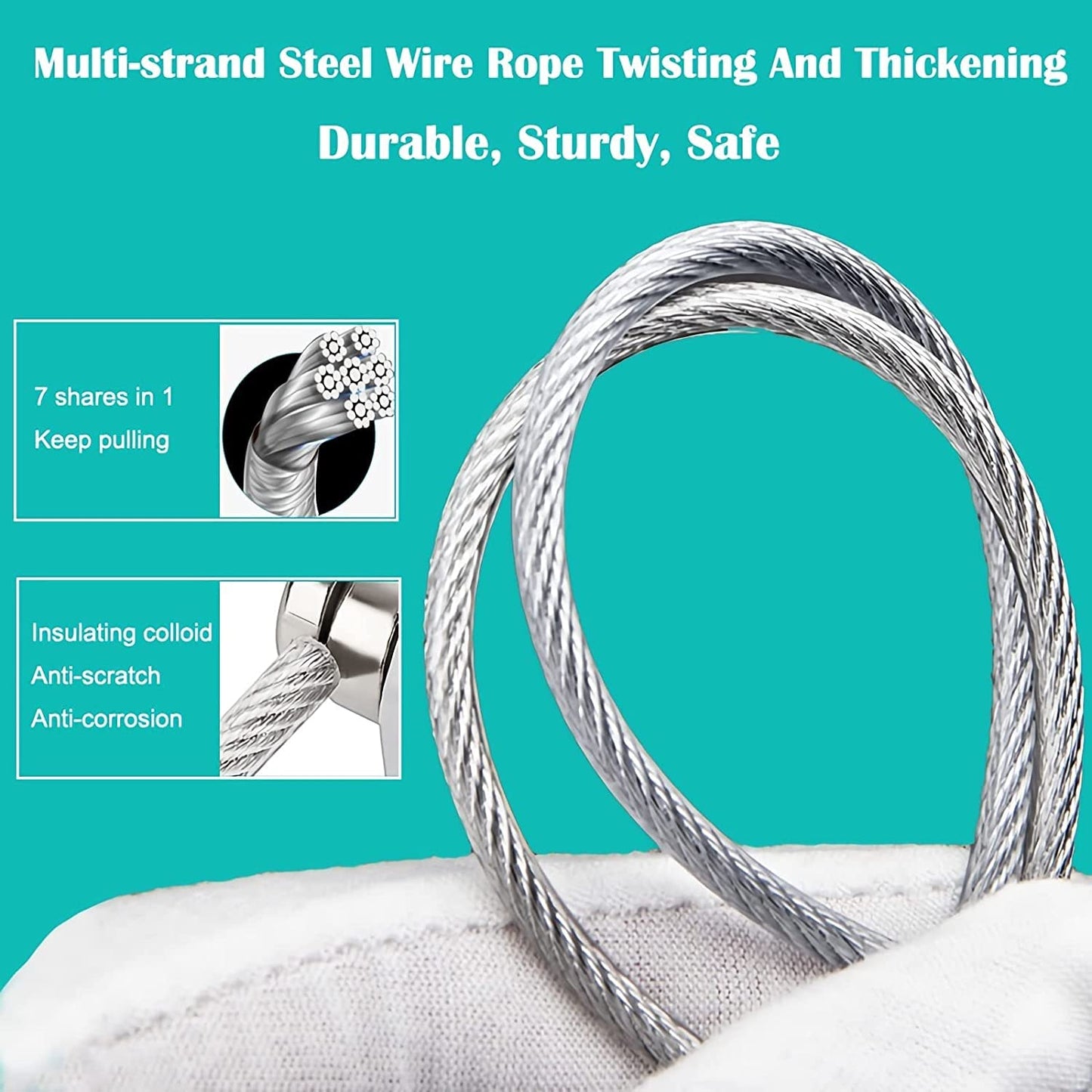 LandVK Child Safety Device Refrigerator Door Lock with Key & Adhesives, Cabinet Restrictor Cable for Toddler, Lock for Cupboards, Drawers, Fridge, Wardrobe, Washing Machine, Count 1