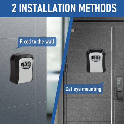 Key Lock Box Wall Mounted, 4 Digit Combination Lockbox for Outside House Keys,Key Safe Security Storage Lock Box 5 Keys Large Capacity with Resettable Code for Indoor Outdoor Garage Weatherproof