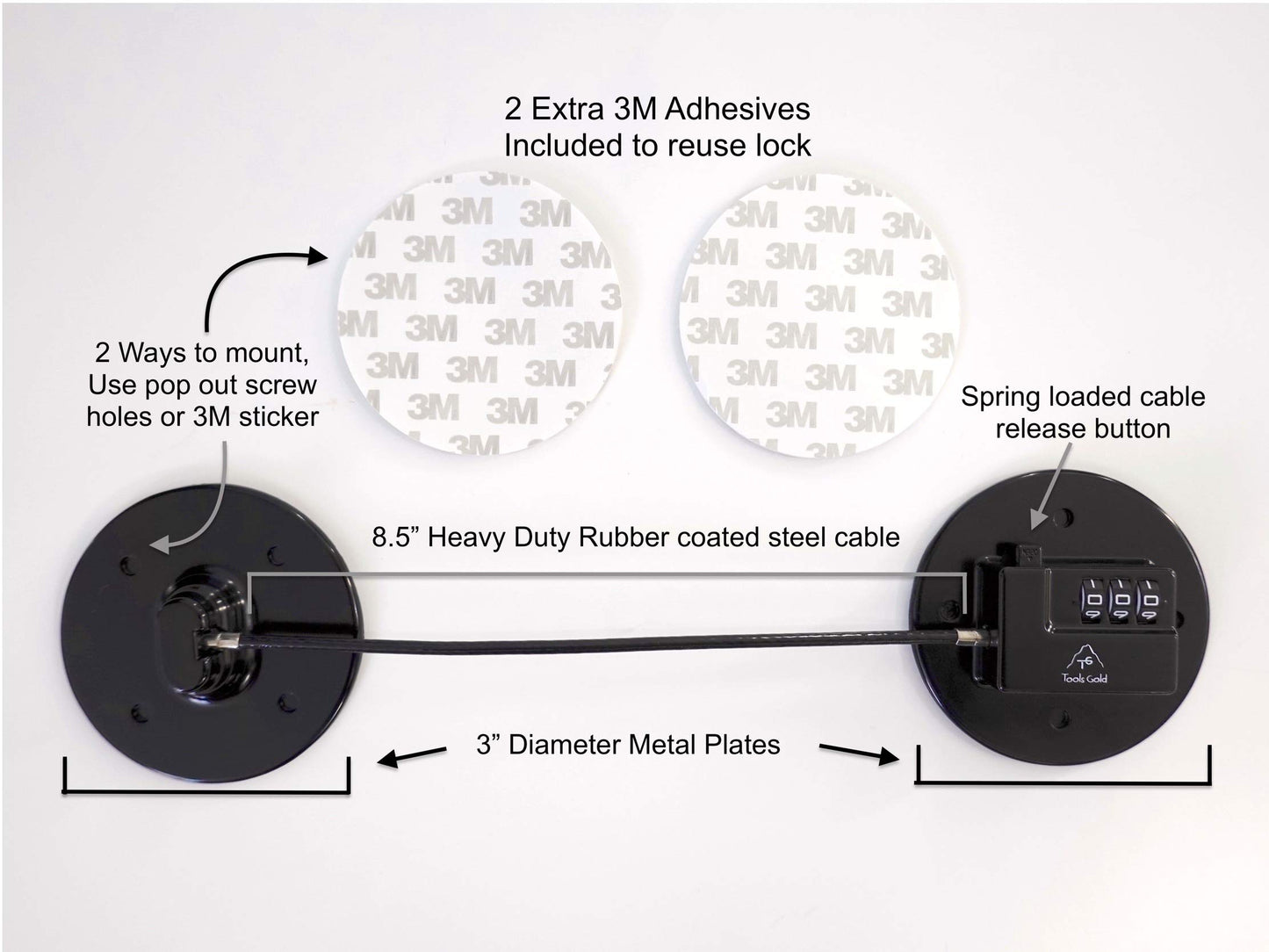 TOOLSGOLD Fridge Lock, Refrigerator Lock, mini fridge lock, File Cabinet Lock, Drawer Lock, Lock for Cabinet, Child Safety lock Refrigerator Door Lock combination, fridge door lock with combination