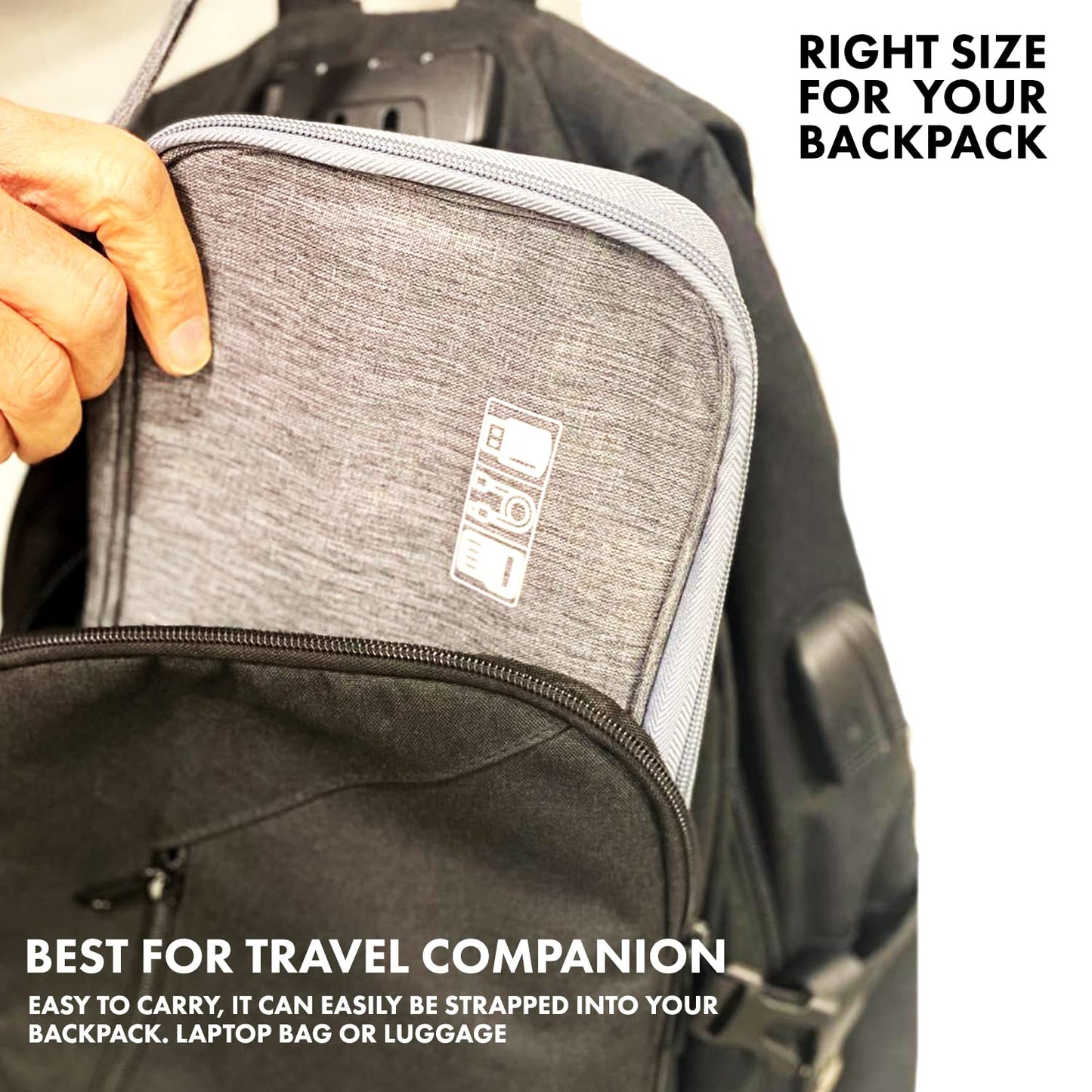 Woodland Leathers Cable Bag and Cable Organiser Bag is a Travel Essentials Electronics Travel Organizer for Chargers, Cables, USB Drive, SD Card, Power Bank and Hard Disk with Handle (Grey)