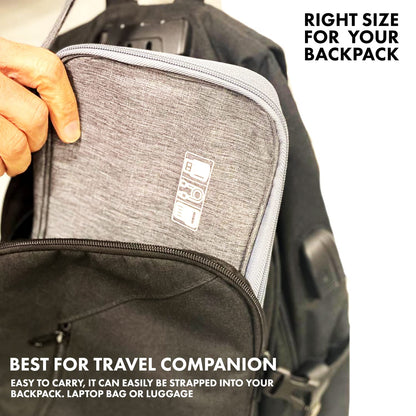 Woodland Leathers Cable Bag and Cable Organiser Bag is a Travel Essentials Electronics Travel Organizer for Chargers, Cables, USB Drive, SD Card, Power Bank and Hard Disk with Handle (Grey)