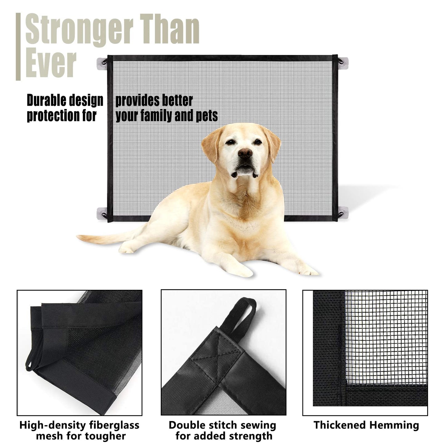 Baby Gate Pet Gate Magic Gate for Dogs Safety Guard Gate Retractable Mesh Dog Gate, Portable Folding Child's Safety Gates Install Anywhere, Safety Fence for Hall Doorway Wide 40.14"-Black