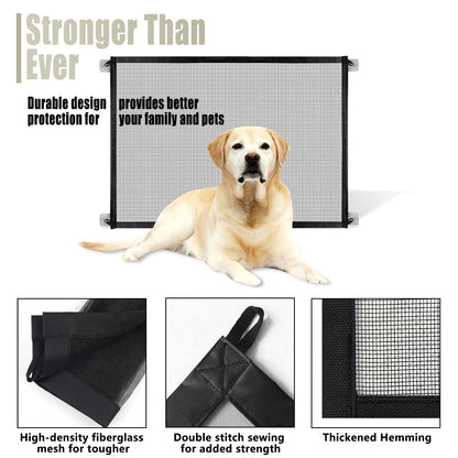 Baby Gate Pet Gate Magic Gate for Dogs Safety Guard Gate Retractable Mesh Dog Gate, Portable Folding Child's Safety Gates Install Anywhere, Safety Fence for Hall Doorway Wide 40.14"-Black