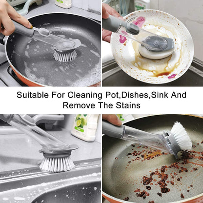 Automatic Cleaning Brush Built-in Soap Dispenser, Sponge Head for Easy Cleaning of Utensils, Dishes, Sink and Kitchen Tools - Practical and Convenient Design - 1 Piece