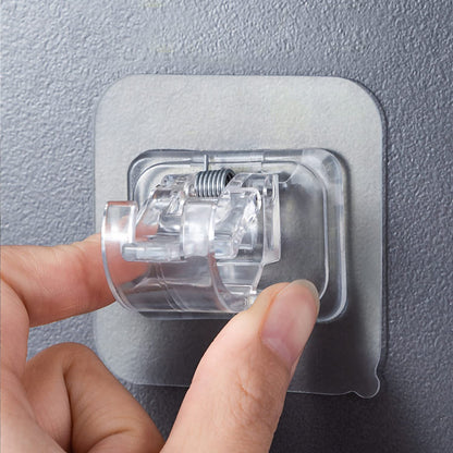 No Drill Curtain Rod Brackets 4 Pcs Curtain Rod Holder Self-Adhesive Curtain Rod Mount Adjustable Curtain Rod Hooks Nail Free Curtain Hangers for Bathroom, Bedroom, Hotel, Clear