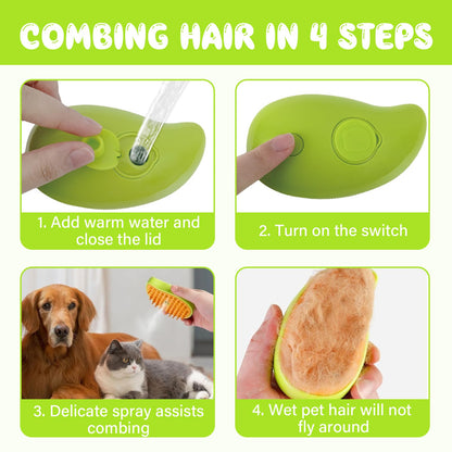 71Nmly 3 In1 Steamy Cat Brush - Self Cleaning, Rechargeable, Multifunctional Grooming Brush for Pet Hair Removal
