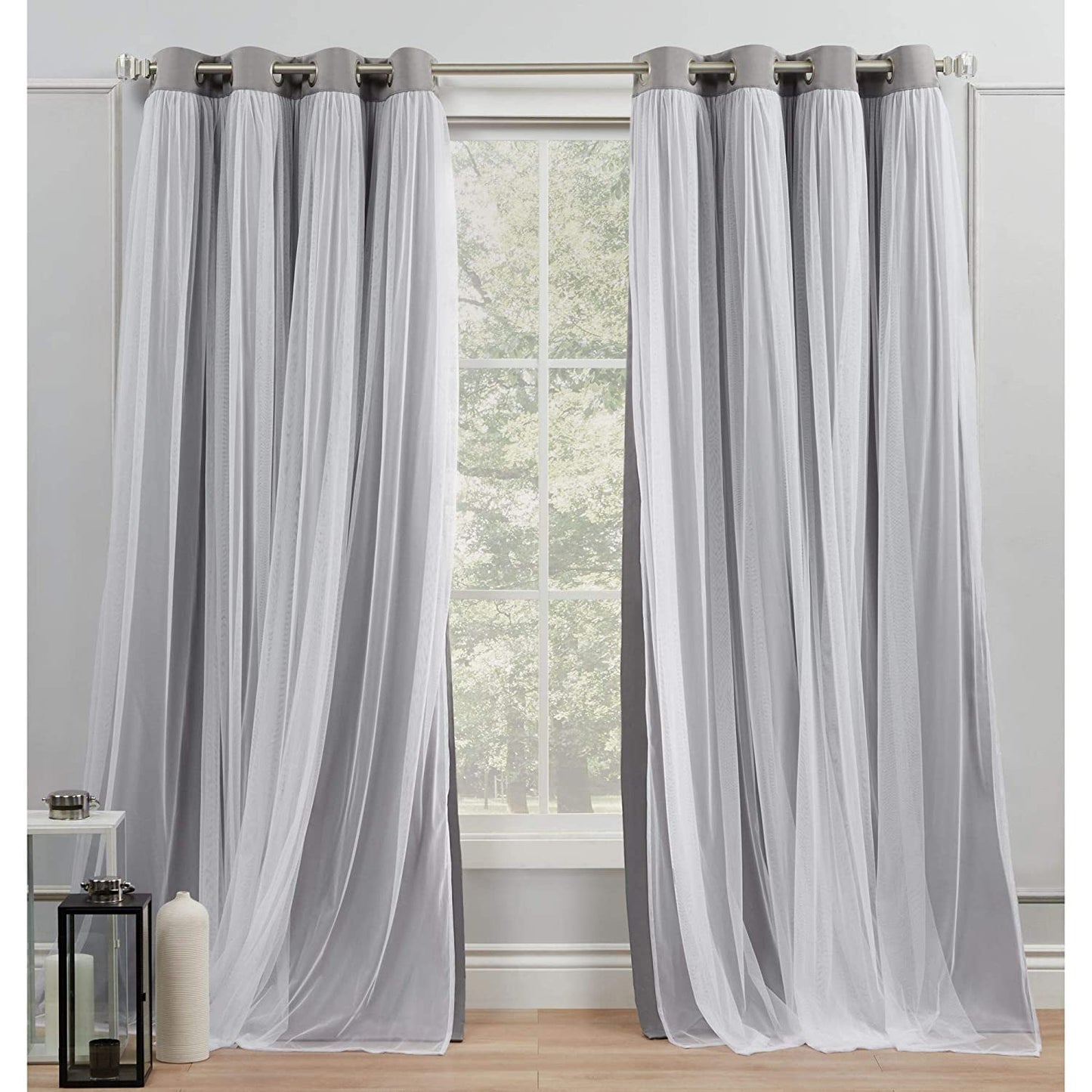 INtex CURTAINS HOUSE Sheer Voile Curtain Panel with Blackout Lining and Steel Grommets Light Filtering Room Darkening 1 Piece for Living Room or Bedroom (150W x 265L CM, Navy)