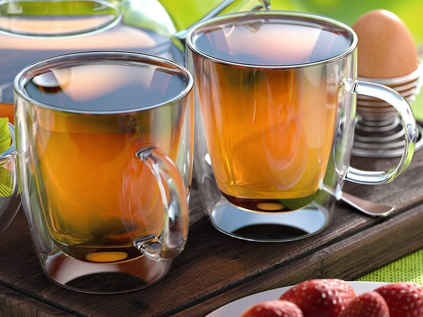 Set of 2 Double Wall Insulated Glass Coffee Mugs for Espresso, Latte, Cappuccino, Thermo Glassware, Modena Collection