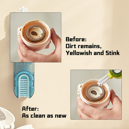 2Pcs 3-in-1 Cup Lid Cleaning Brush Set,Multifunctional Bottle Cover Detail Brushes, Kitchen Cleaning Tools for Various Containers,Portable & Space-Saving,Two Colors