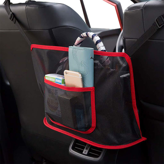 YCAXZSH Car Handbag Holder Between Seats,Driver Storage Netting Pouch for Purse & Pocket,Seat Back Net Bag Barrier of Backseat Pet Kids,Cargo Tissue Holder (B)